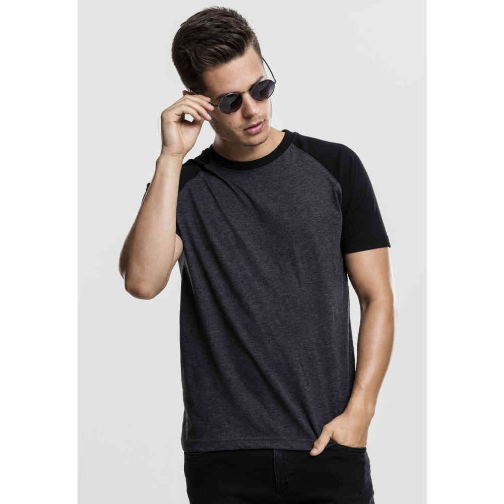 Urban Classics - Raglan Contrast Herren T-Shirt - Grau/Schwarz